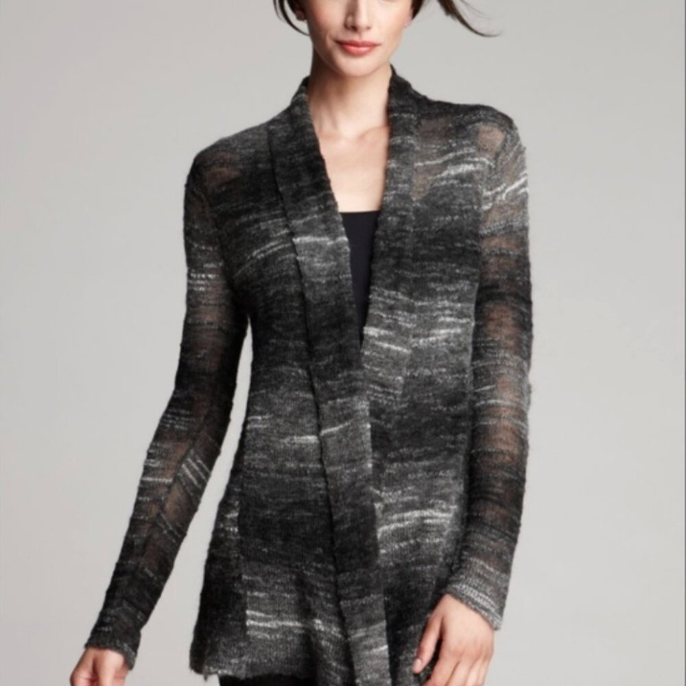 Eileen Fisher Mohair Wool Blend Boucle Ombre Slub Lightweight Cardigan size S